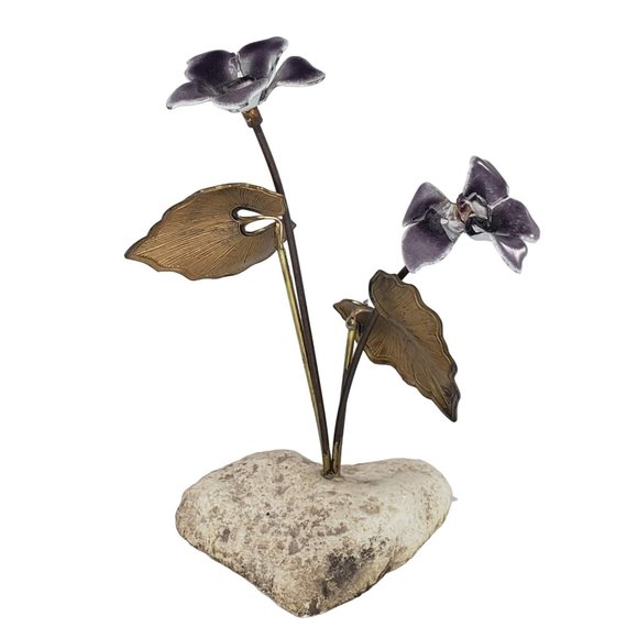 Bovano Metal Flower Enamel Copper Rock Cheshire Connecticut Purple - Picture 1 of 9